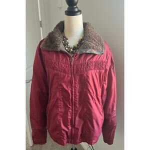 Columbia Red Satin Faux Fur Collar Omni Shield‎ Zip Up Puffer Winter Jacket 2XL